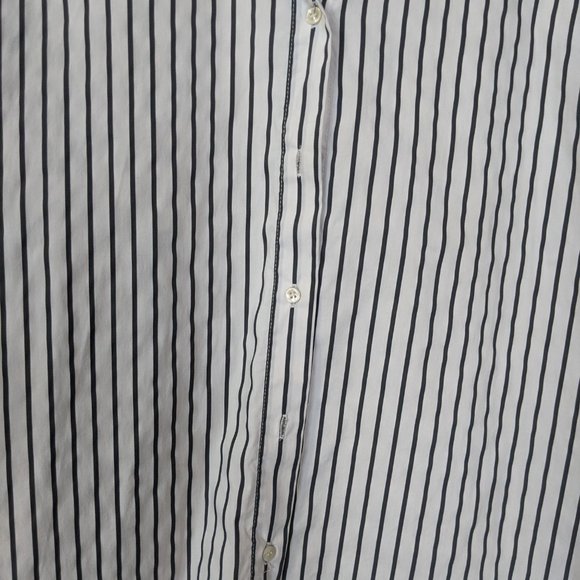 Zara Long Oversized Striped Button Down Blouse - Picture 2 of 8